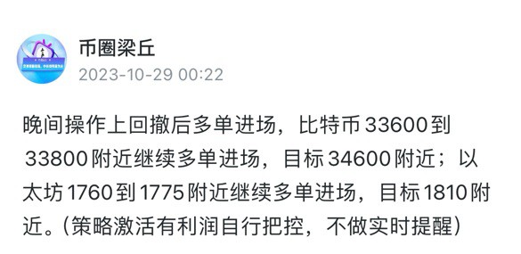 [幣圈涼丘]幣圈梁丘：晚間比特幣/以太坊操作策略附帶市場分析