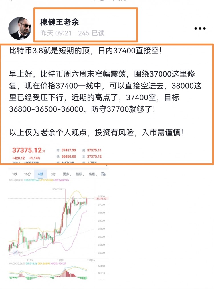 [穩(wěn)健王老余]比特幣窄幅震蕩,午夜依舊高空為主!