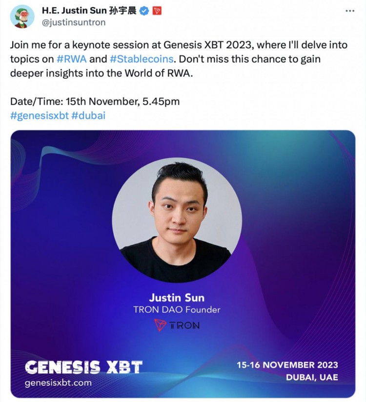[李哥談幣]孫宇晨即將出席 Genesis XBT 2023 共探 RWA 賽道未來