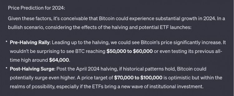 [Crypto360]ChatGPT 設(shè)定了 2024 年度比特幣價(jià)格目標(biāo)，也強(qiáng)調(diào)了這一點(diǎn) BTC