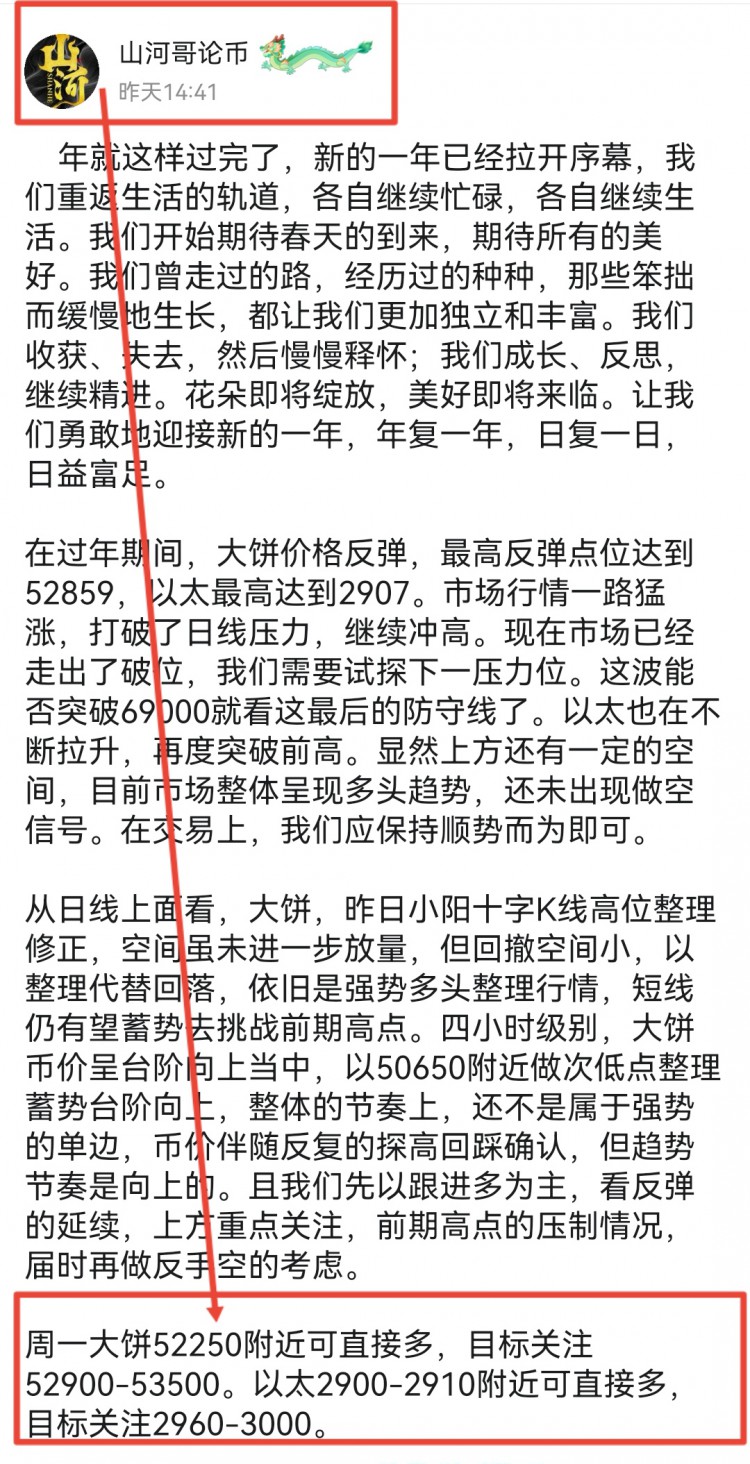 [山河論幣]日內(nèi)大餅現(xiàn)價(jià)52530附近