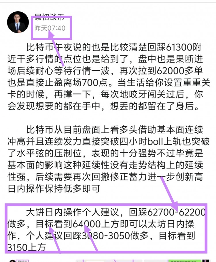 [景初談幣]比特幣昨日漲勢符合預期 不斷向上 持續(xù)多頭 警惕回踩