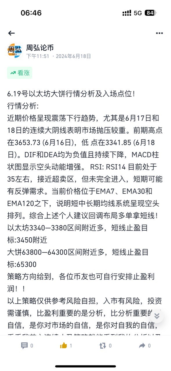 [周弘]6.20號以太坊行情分析及操作建議??！