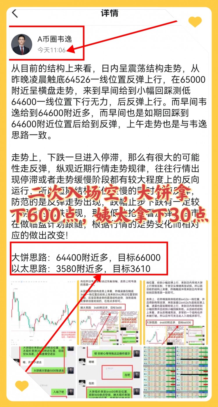 [韋逸說幣]回踩低多，重點(diǎn)關(guān)注64000多空分界線