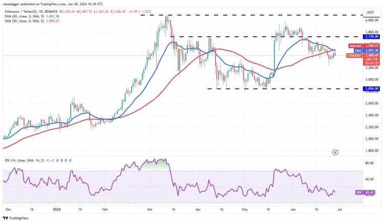 ETH$3,384反彈觸及移動(dòng)平均線(xiàn)
